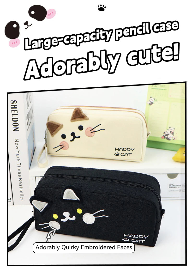 Kawaii Animal Pattern Pencil Bag Portable Large Capacity Pencil Case Korean Stationery for Students Cultural and School Supplies